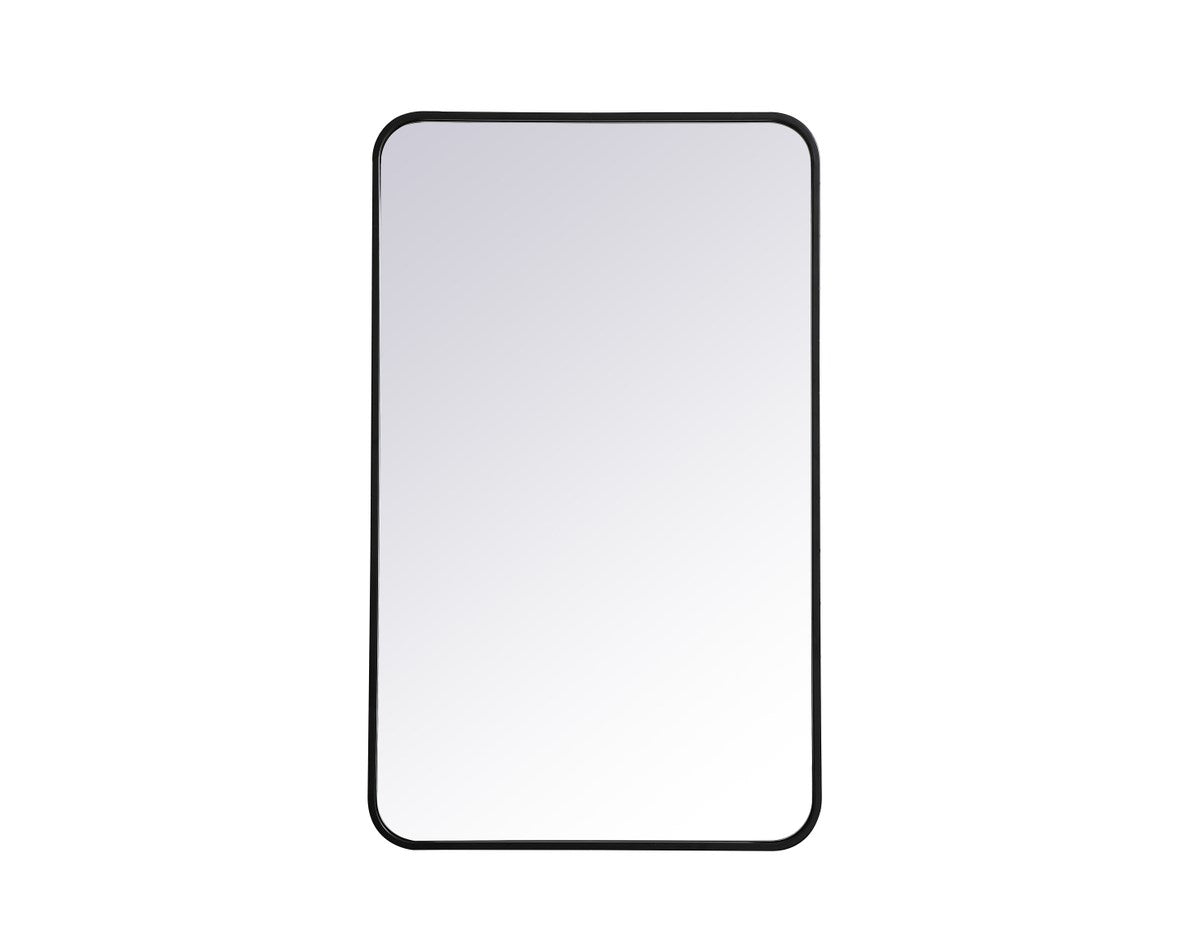 Soft Corner Metal Rectangular Mirror 22X36 Inch In Black by Elegant Decor