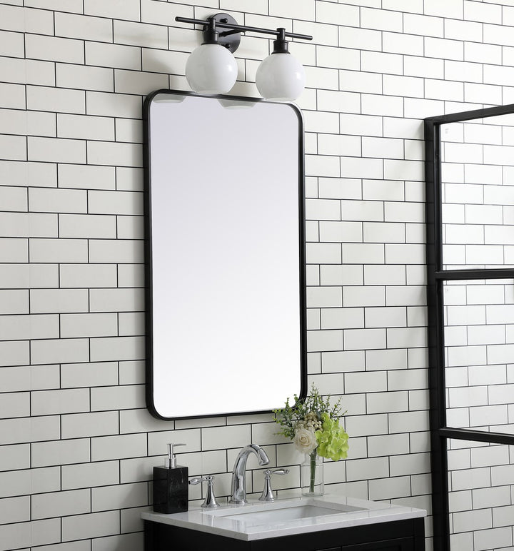 Soft Corner Metal Rectangular Mirror 22X36 Inch In Black