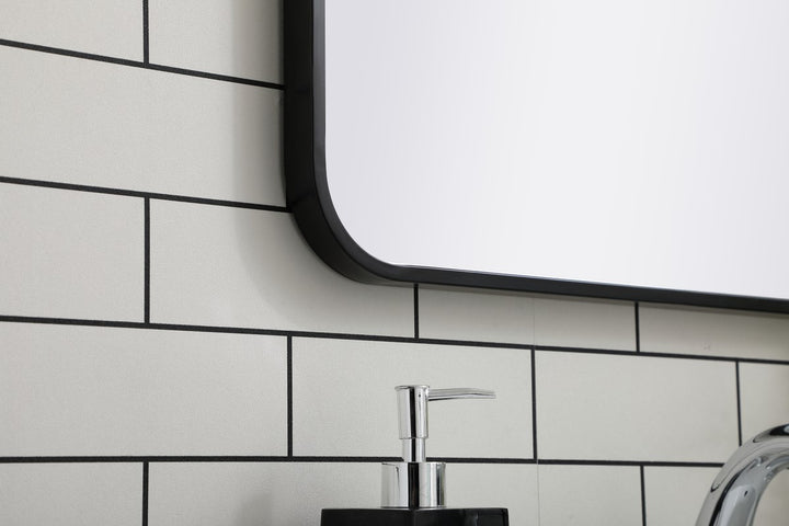 Soft Corner Metal Rectangular Mirror 22X36 Inch In Black