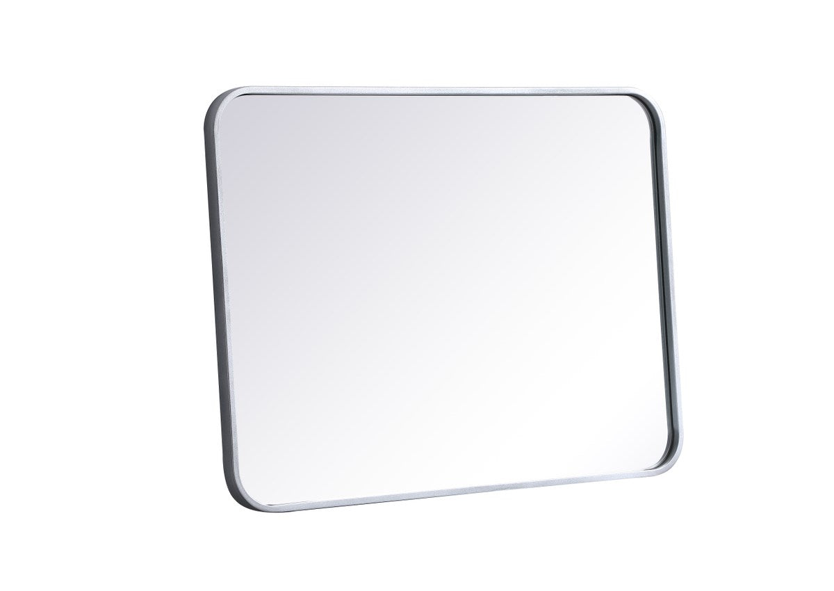 Soft Corner Metal Rectangular Mirror 22X30 Inch In Silver