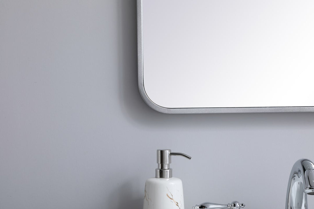 Soft Corner Metal Rectangular Mirror 22X30 Inch In Silver