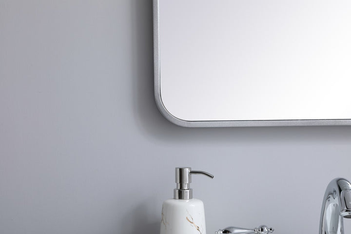 Soft Corner Metal Rectangular Mirror 22X30 Inch In Silver