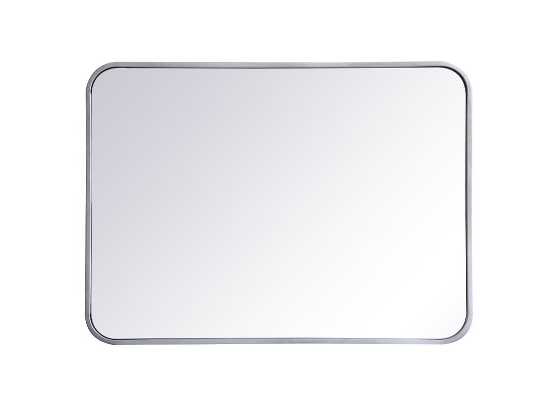 Soft Corner Metal Rectangular Mirror 22X30 Inch In Silver