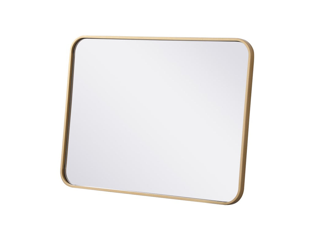 Soft Corner Metal Rectangular Mirror 22X30 Inch In Brass