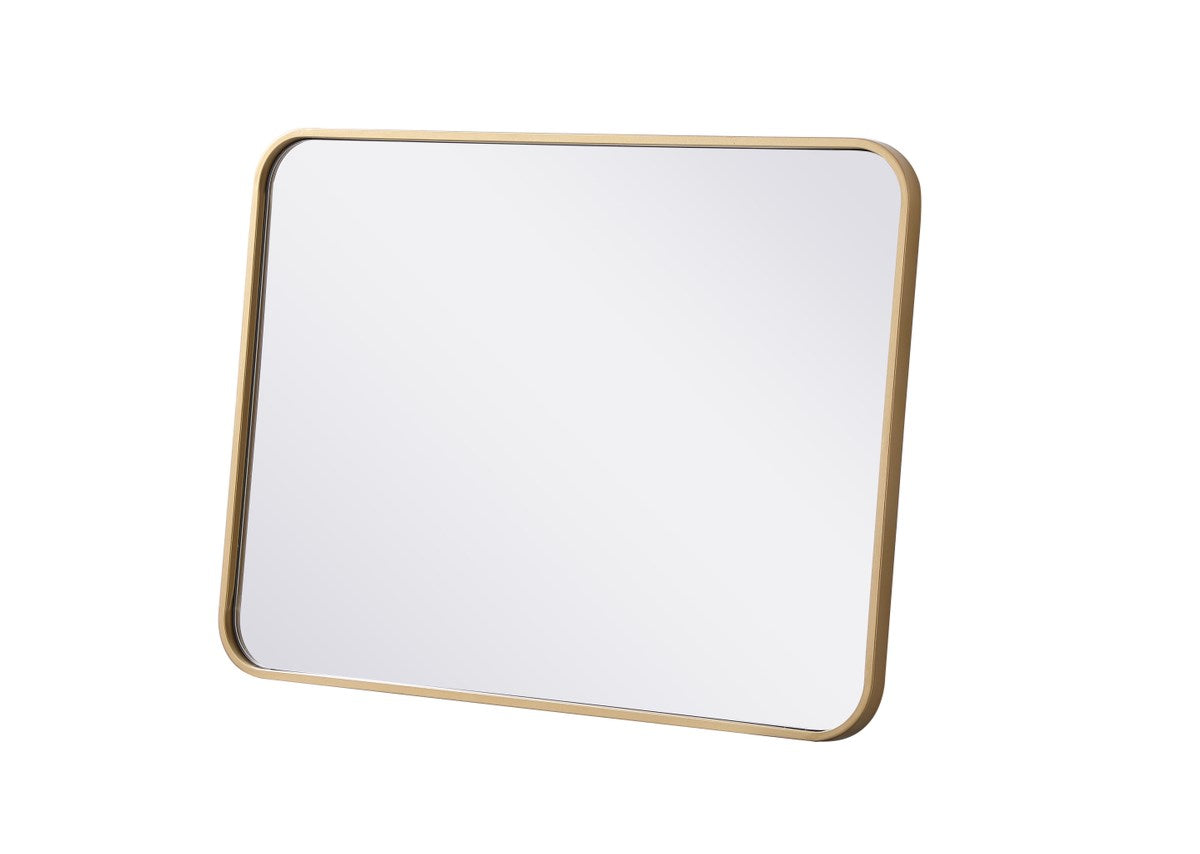 Soft Corner Metal Rectangular Mirror 22X30 Inch In Brass