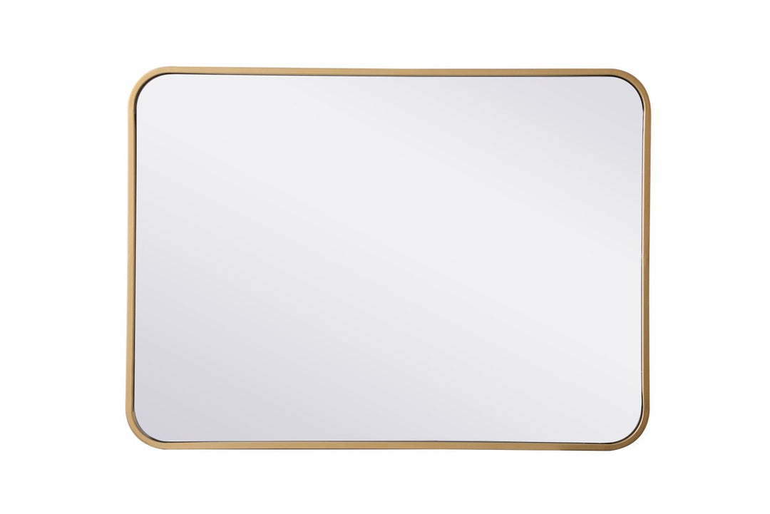 Soft Corner Metal Rectangular Mirror 22X30 Inch In Brass