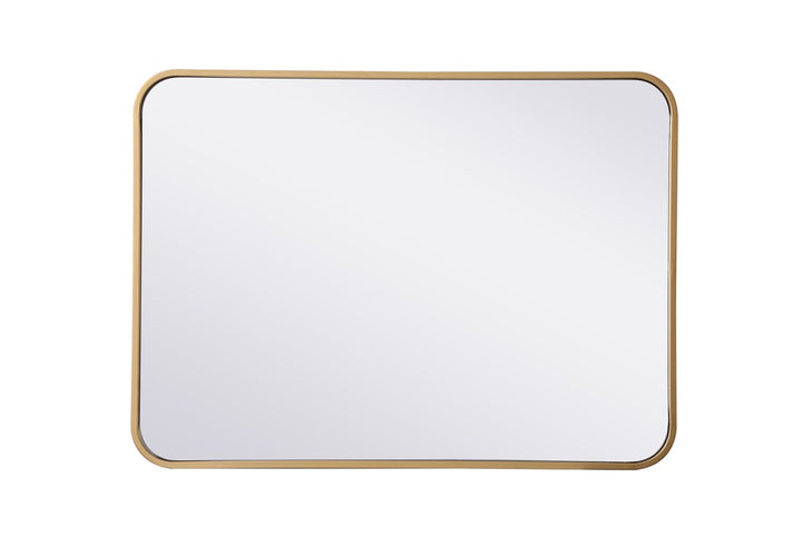 Soft Corner Metal Rectangular Mirror 22X30 Inch In Brass