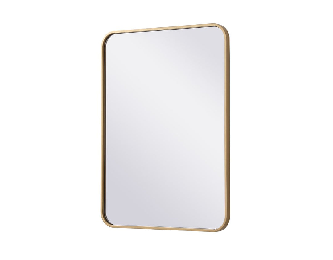 Soft Corner Metal Rectangular Mirror 22X30 Inch In Brass