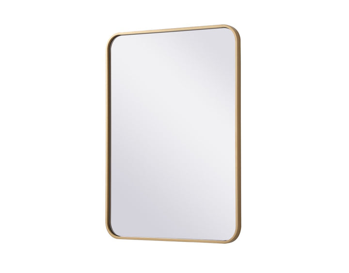 Soft Corner Metal Rectangular Mirror 22X30 Inch In Brass