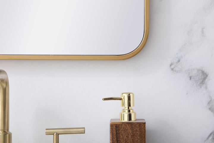 Soft Corner Metal Rectangular Mirror 22X30 Inch In Brass