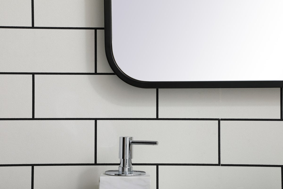 Soft Corner Metal Rectangular Mirror 22X30 Inch In Black