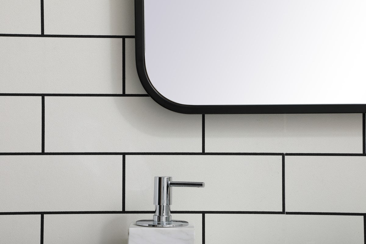 Soft Corner Metal Rectangular Mirror 22X30 Inch In Black