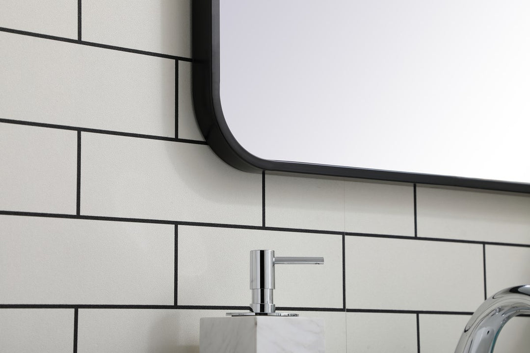 Soft Corner Metal Rectangular Mirror 22X30 Inch In Black