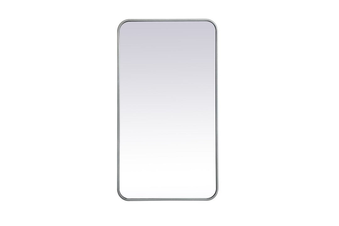 Soft Corner Metal Rectangular Mirror 20X36 Inch In Silver by Elegant Decor