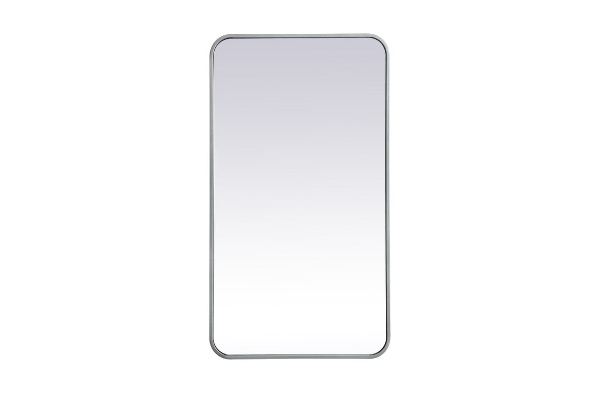Soft Corner Metal Rectangular Mirror 20X36 Inch In Silver by Elegant Decor