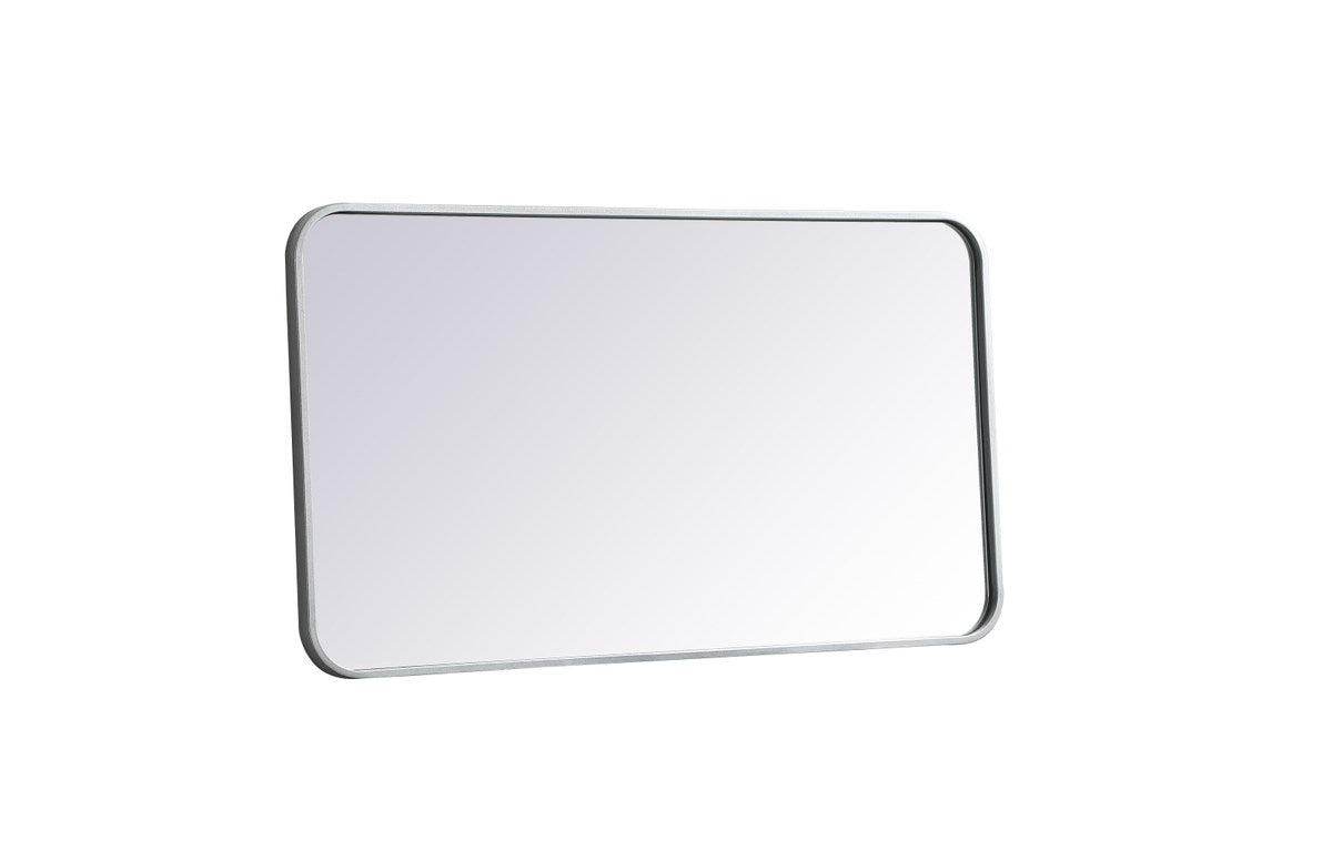 Soft Corner Metal Rectangular Mirror 20X36 Inch In Silver