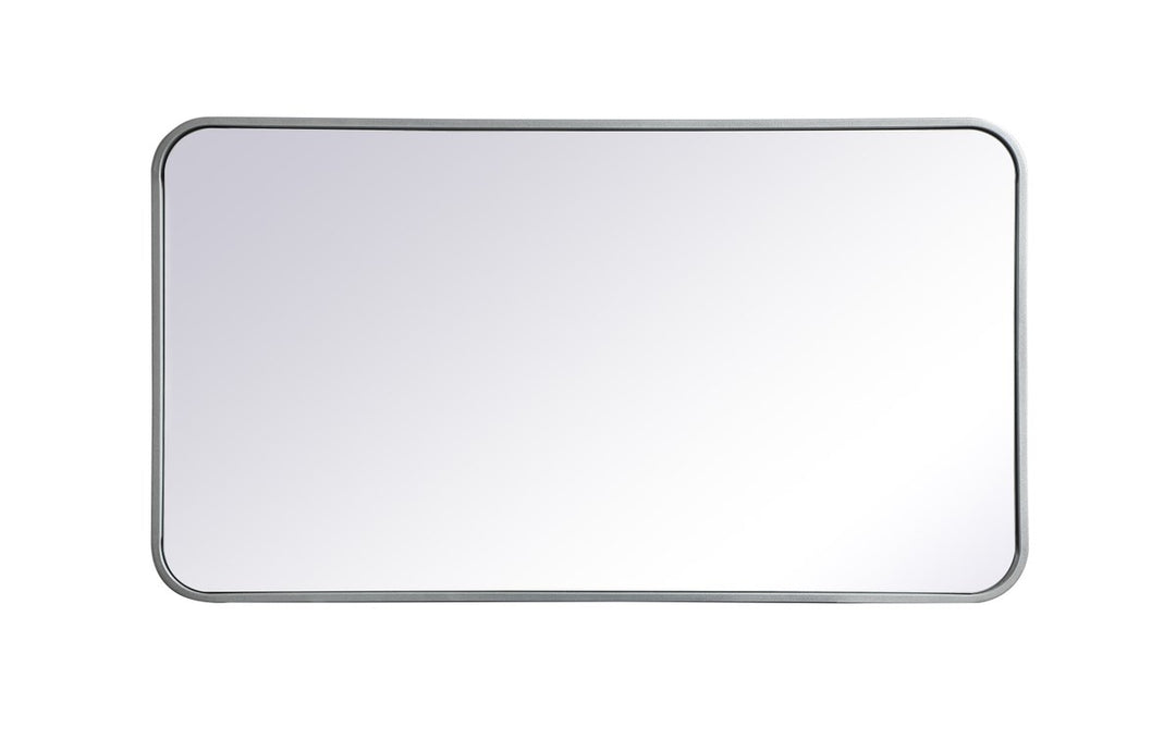 Soft Corner Metal Rectangular Mirror 20X36 Inch In Silver