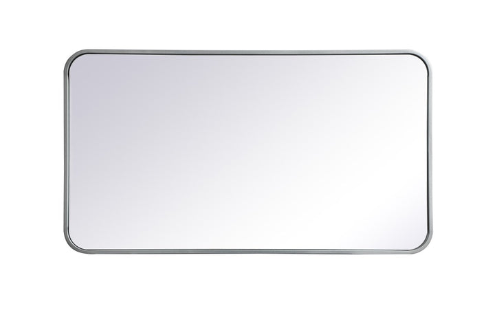 Soft Corner Metal Rectangular Mirror 20X36 Inch In Silver