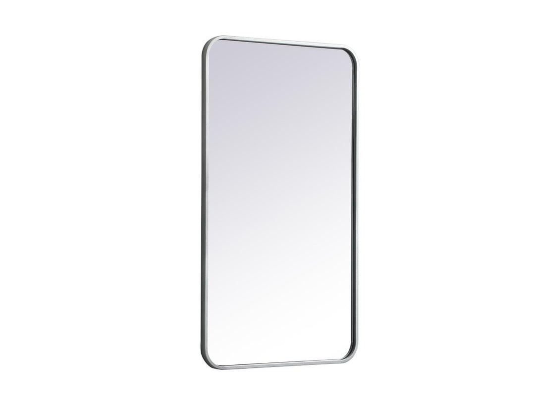 Soft Corner Metal Rectangular Mirror 20X36 Inch In Silver