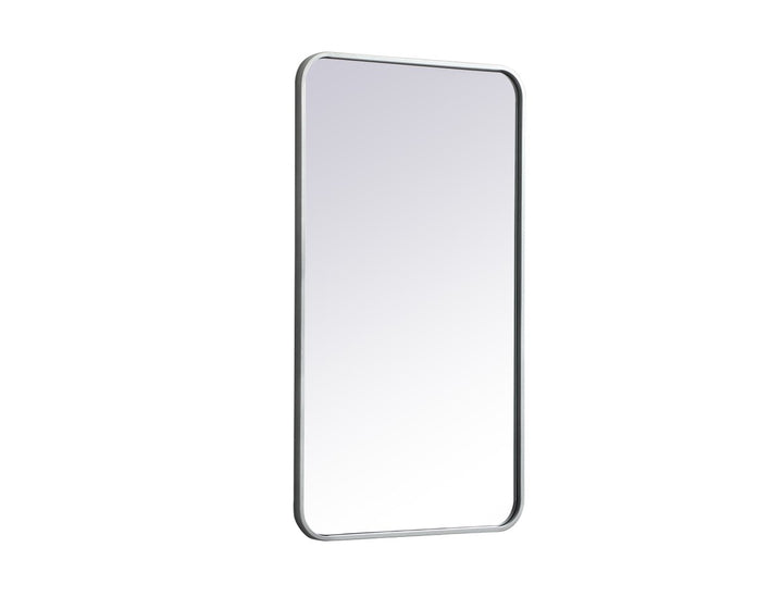 Soft Corner Metal Rectangular Mirror 20X36 Inch In Silver