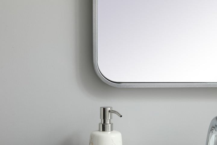 Soft Corner Metal Rectangular Mirror 20X36 Inch In Silver