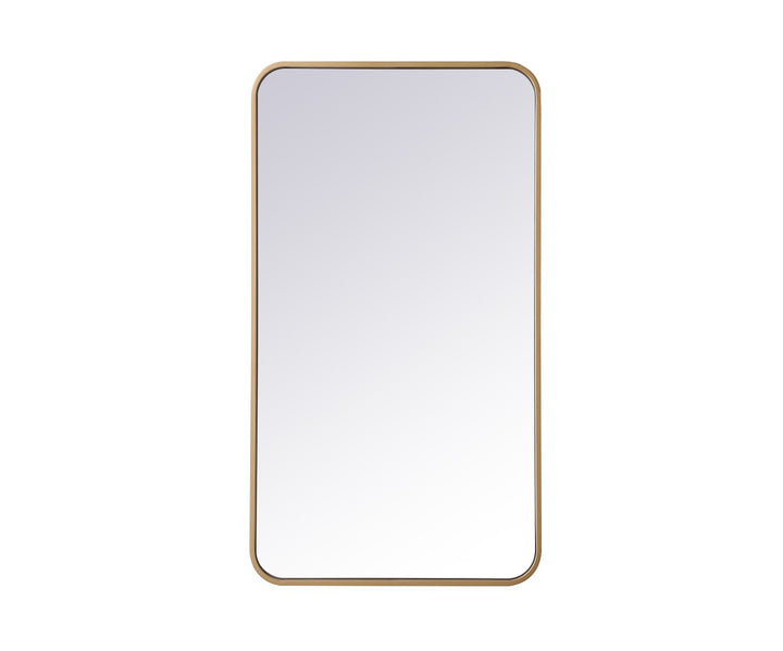 Soft Corner Metal Rectangular Mirror 20X36 Inch In Brass by Elegant Decor