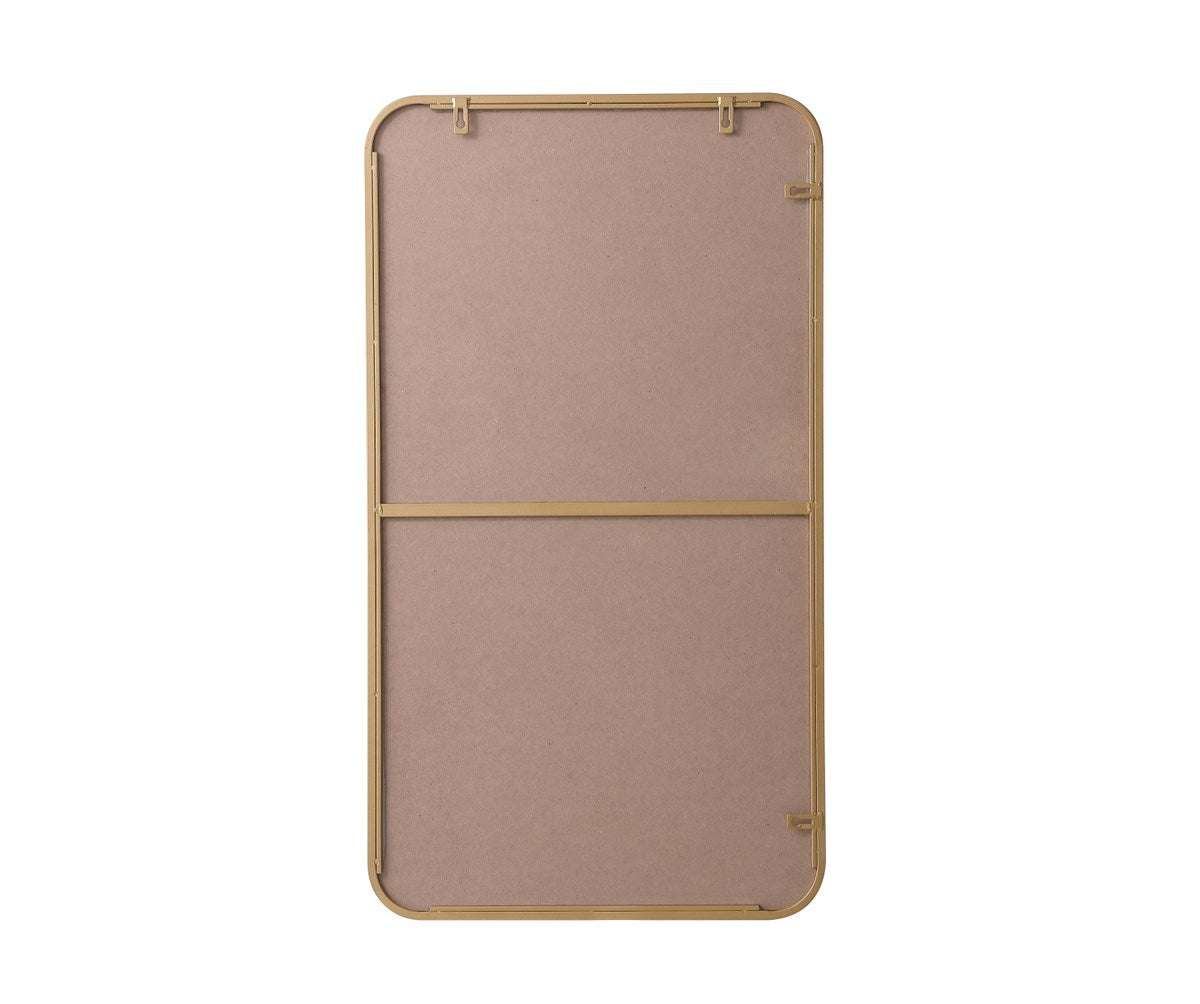Soft Corner Metal Rectangular Mirror 20X36 Inch In Brass