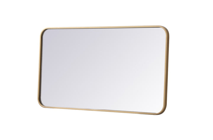 Soft Corner Metal Rectangular Mirror 20X36 Inch In Brass