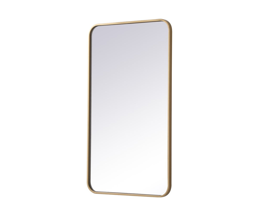 Soft Corner Metal Rectangular Mirror 20X36 Inch In Brass