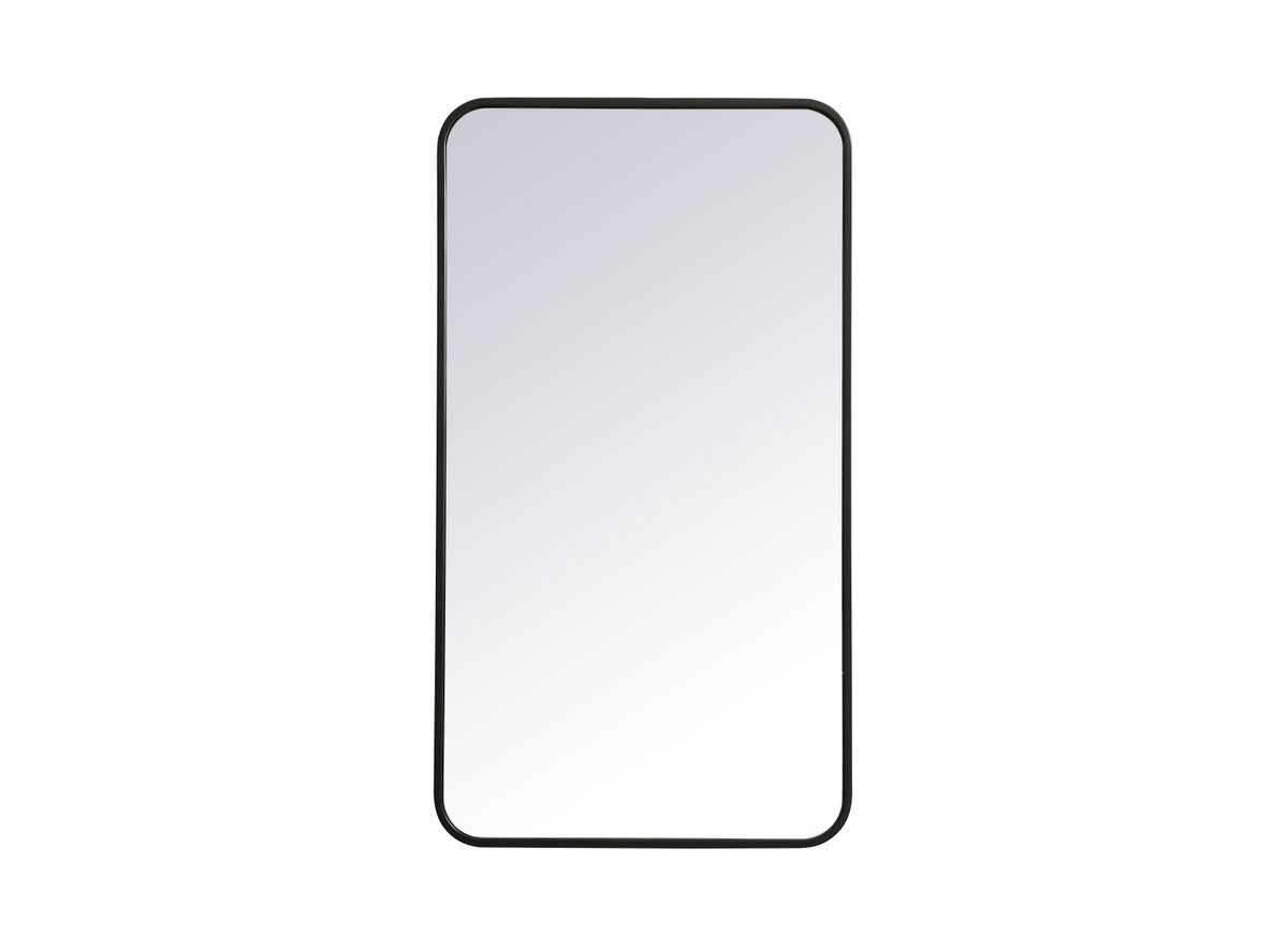 Soft Corner Metal Rectangular Mirror 20X36 Inch In Black by Elegant Decor