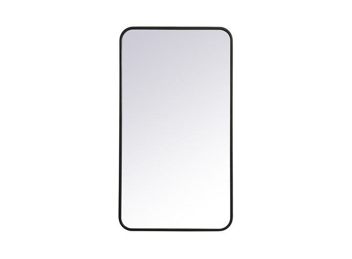 Soft Corner Metal Rectangular Mirror 20X36 Inch In Black by Elegant Decor