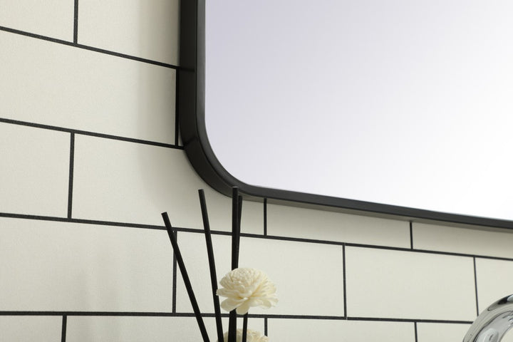 Soft Corner Metal Rectangular Mirror 20X36 Inch In Black