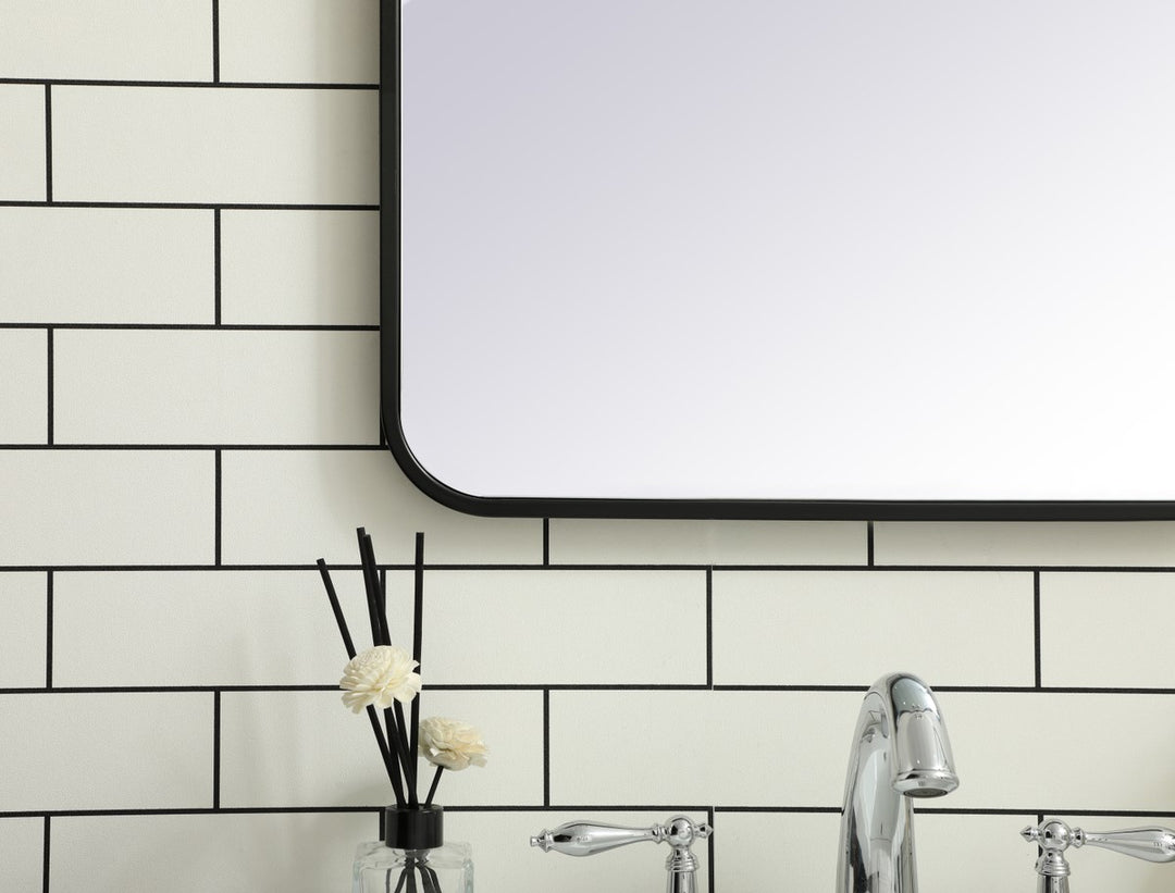 Soft Corner Metal Rectangular Mirror 20X36 Inch In Black