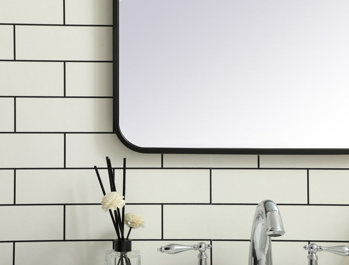 Soft Corner Metal Rectangular Mirror 20X36 Inch In Black