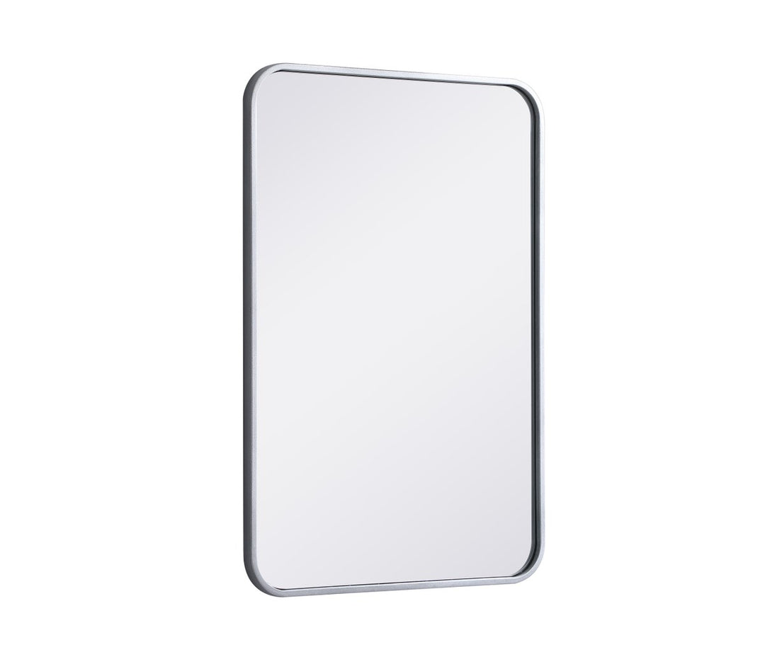 Soft Corner Metal Rectangular Mirror 20X30 Inch In Silver