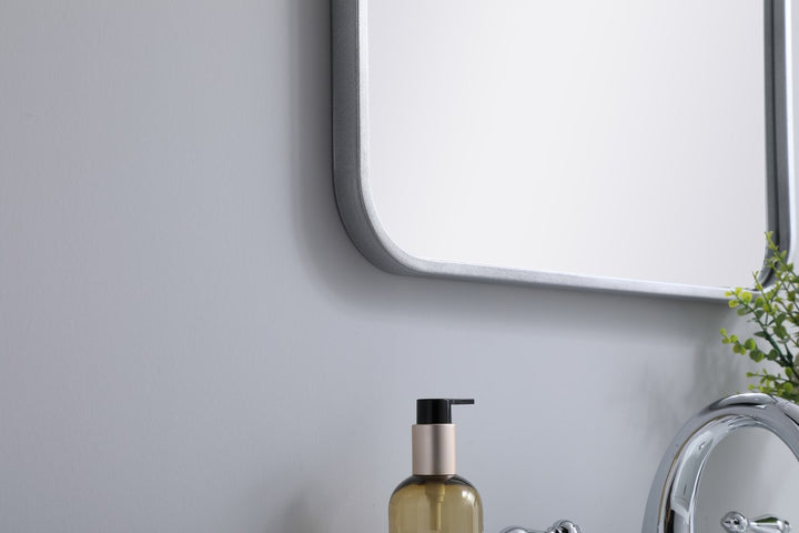 Soft Corner Metal Rectangular Mirror 20X30 Inch In Silver