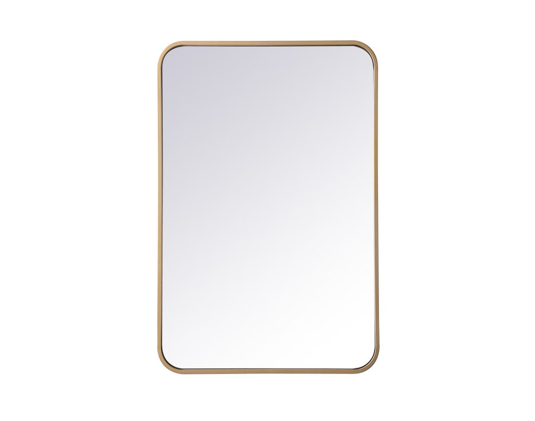 Soft Corner Metal Rectangular Mirror 20X30 Inch In Brass by Elegant Decor