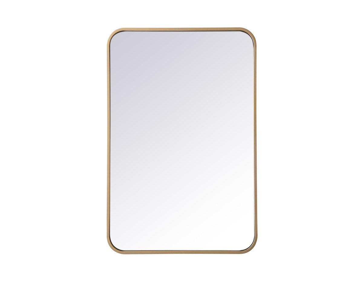 Soft Corner Metal Rectangular Mirror 20X30 Inch In Brass by Elegant Decor