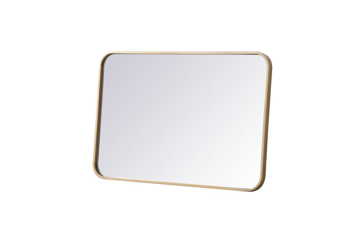 Soft Corner Metal Rectangular Mirror 20X30 Inch In Brass