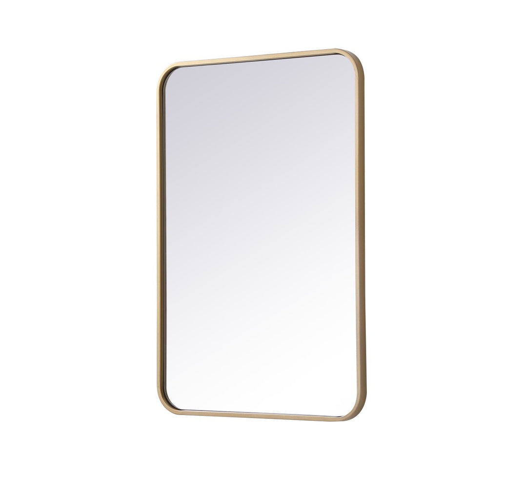 Soft Corner Metal Rectangular Mirror 20X30 Inch In Brass