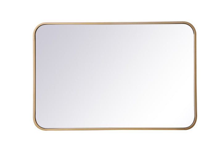 Soft Corner Metal Rectangular Mirror 20X30 Inch In Brass