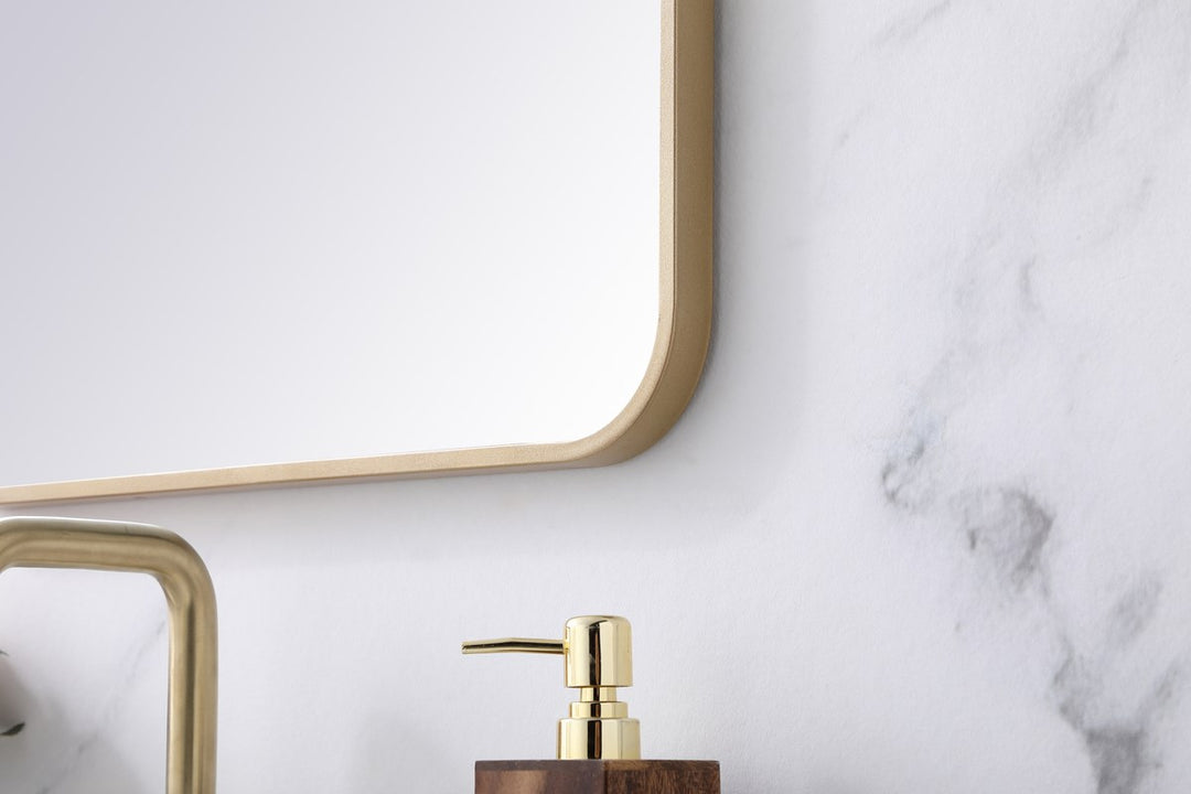 Soft Corner Metal Rectangular Mirror 20X30 Inch In Brass