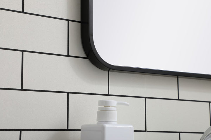 Soft Corner Metal Rectangular Mirror 20X30 Inch In Black