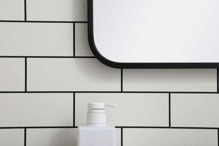 Soft Corner Metal Rectangular Mirror 20X30 Inch In Black