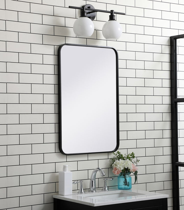 Soft Corner Metal Rectangular Mirror 20X30 Inch In Black