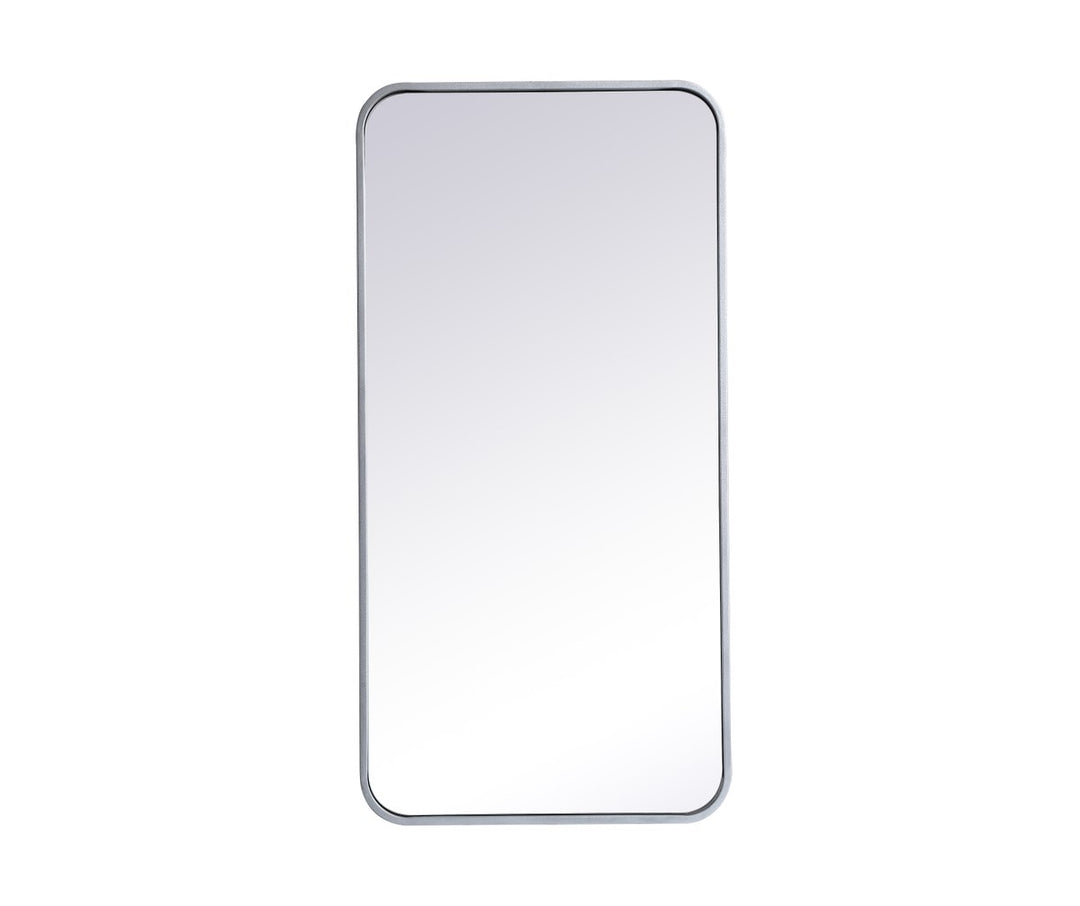Soft Corner Metal Rectangular Mirror 18X36 Inch In Silver by Elegant Decor