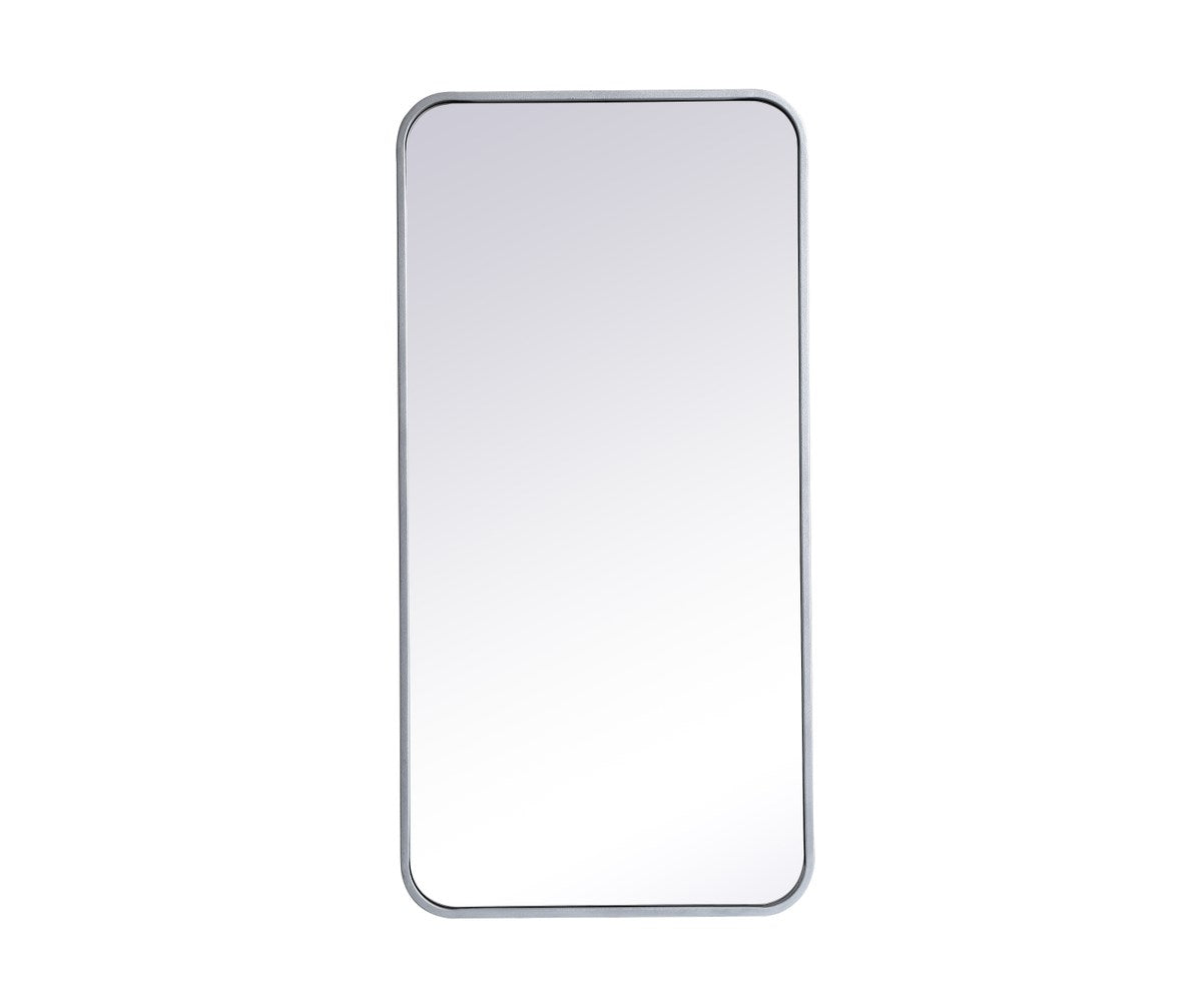 Soft Corner Metal Rectangular Mirror 18X36 Inch In Silver by Elegant Decor