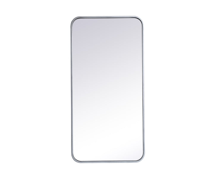 Soft Corner Metal Rectangular Mirror 18X36 Inch In Silver by Elegant Decor