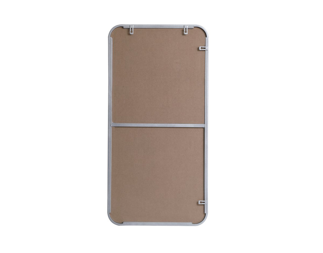 Soft Corner Metal Rectangular Mirror 18X36 Inch In Silver