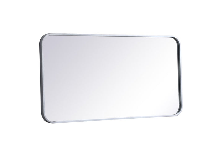Soft Corner Metal Rectangular Mirror 18X36 Inch In Silver